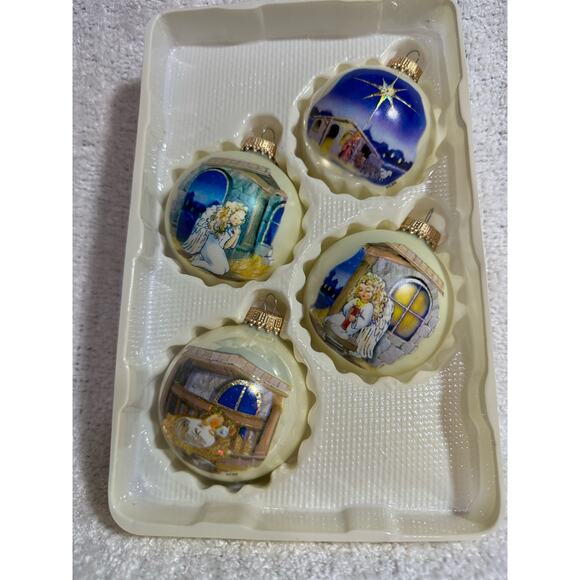 Vintage Krebs The Birth Of Christ Glass Ornaments  Set Of Four - Picture 1 of 4